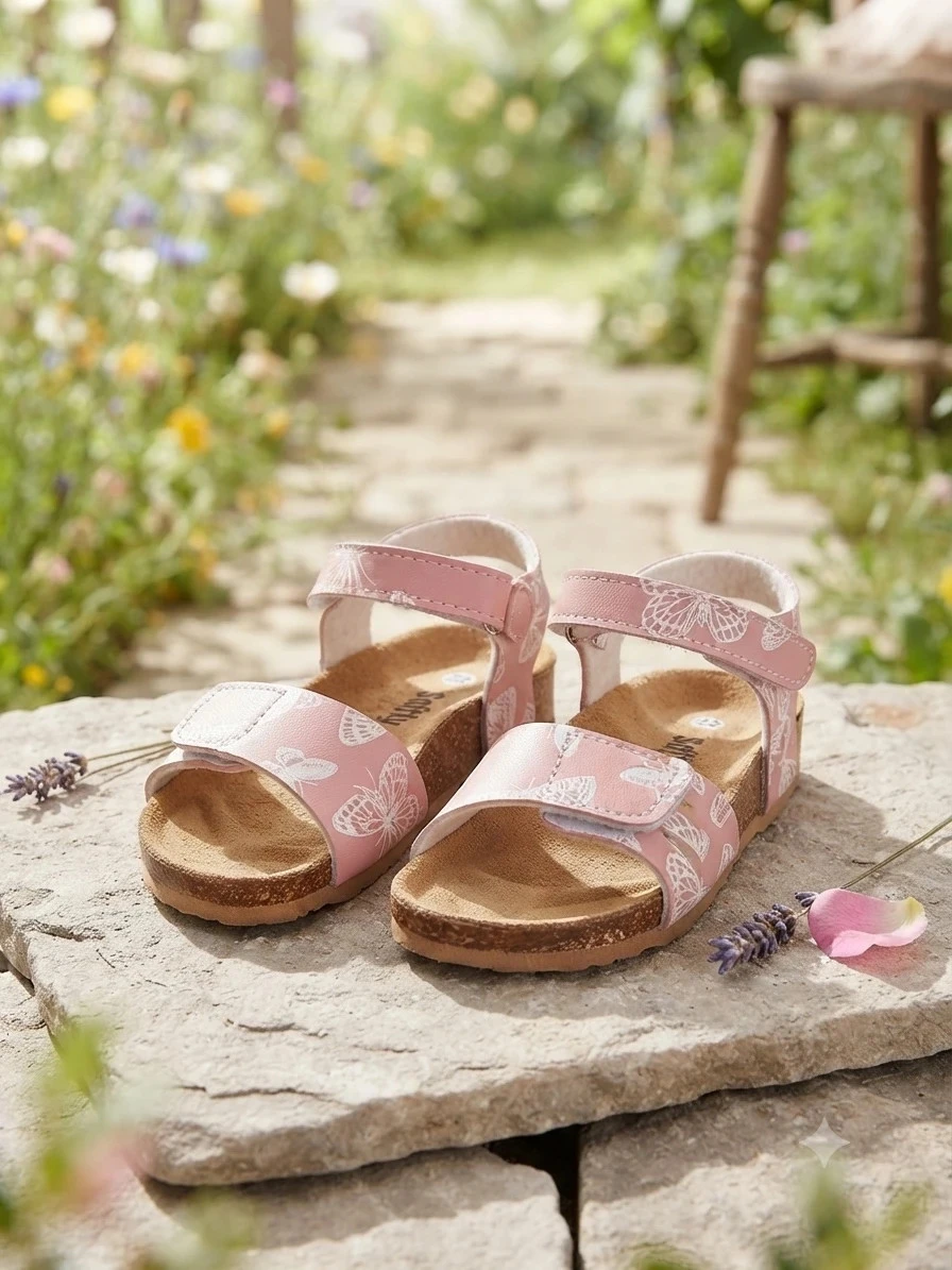 Sandalias infantiles Settenote con estampado de mariposas